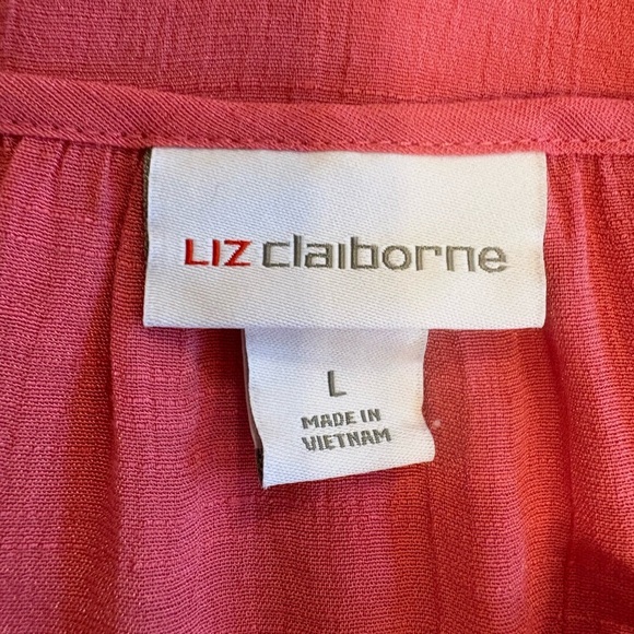 Liz Claiborne pink v-neck sheer blouse size large - Picture 6 of 8